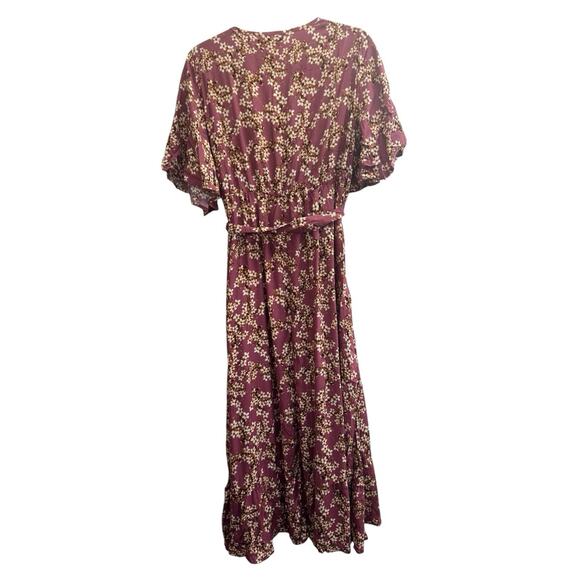 NWT Bloomchic 14-16 Flutter Slv Ditsy Floral Mauve Maxi Cottagecore Dress #6009 - Picture 1 of 10